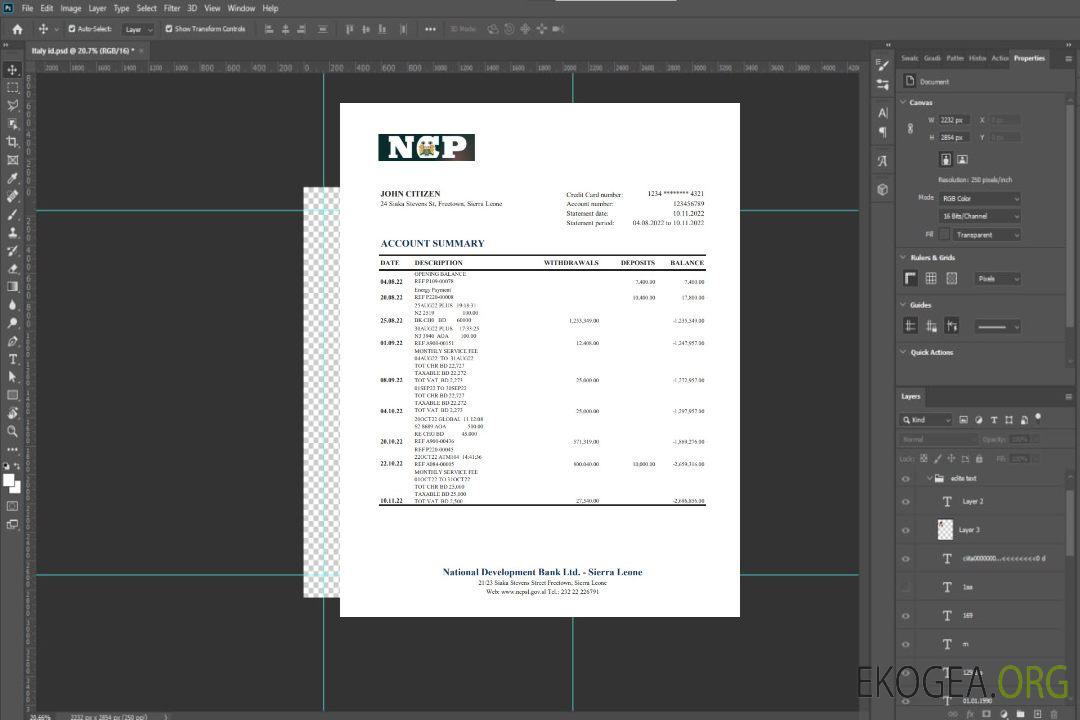 Déclaration de la Banque nationale de développement de Sierra Leone xls template
